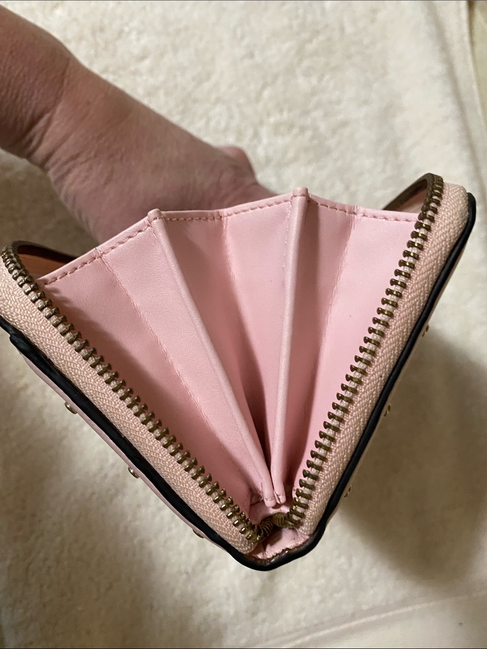 Kate Spade Pink Stud Trim Zip-Around Wallet - Picture 13 of 14
